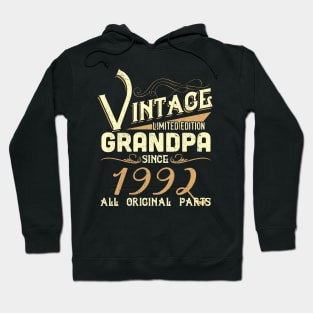 Vintage Grandpa Since 1992 Funny Man Myth Legend Daddy Hoodie